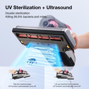 Aspirator de acarieni pentru saltea Jimmy BX5 Pro cu lumina UV, tehnologie cu ultrasunete, filtrare cu ciclon dublu, curatator de saltele de 15 kpa pentru persoanele care sufera de alergii, aspirator de saltea de 500 W pentru pat, canapea etc - Img 4