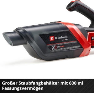 Aspirator de mana fara fir Einhell TE-HV 18/06 Li-Solo Power X-Change (18 V, putere de aspiratie de 72 mbar, incl. duza pentru crapaturi, duza de tapiterie, duza de podea, recipient de praf de 0,6 L, fara baterie) - Img 7