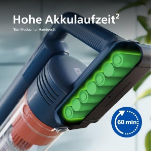 Aspirator fara fir Philips seria 5000, pentru pardoseli moi si dure, pardoseli din lemn, modul acvatic atasabil, usor 1,5 kg, autonomie de 60 de minute, baterie detasabila, duza LED precisa, XC5142/01, rosu coral - Img 4