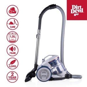 Aspirator fara sac Dirt Devil DD2501, 850W, filtru HEPA 12, 1.5L, Gri - Img 3