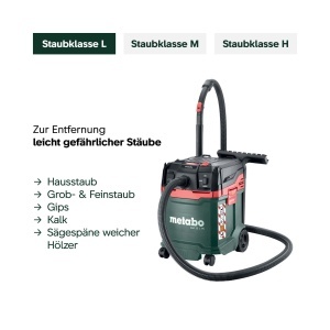 Aspirator Metabo ASA 30 L PC, puternic, cu filtru de curatare, pentru umed si uscat - Img 5