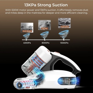 Aspirator pentru saltele JIGOO J200 500W UV LED eliminare alergeni 999 - Img 4