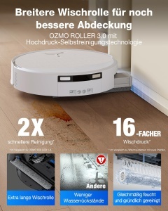 Aspirator robot ECOVACS T90 PRO Omni, 30000 Pa, functie de spalare, alb - Img 2