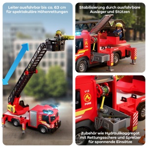 Autoutilitara de Pompieri PLAYMOBIL 72192 cu Scala Extensibila de 63 cm, Lumini si Sunete - Img 4
