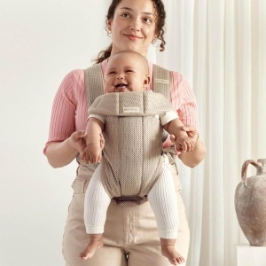 BabyBjorn Marsupiu Mini, Plasa 3D, Gri-Bej - Img 7