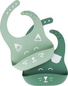 Babymoov BIB'ISY Bavete din silicon cu tava de scurgere Set de 2, reglabile individual, pot fi spalate in masina de spalat vase