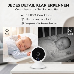 Babyphone Alecto SMARTBABY5 cu camera HD, infrarosu, alb - Img 2