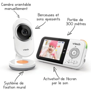 Babyphone VTech BM3254 cu camera, 2,8 inch, alb - Img 2