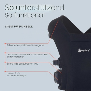 Babytrage Ergobaby Embrace pentru Neugeborene, 0-12 luni, 3,2-11,3 kg, Negru - Img 5