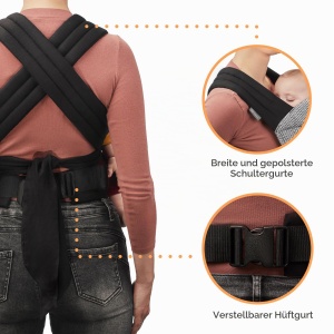 Babytrage Ergonomica Kindekraft ADOREE, 3-20 kg, 2 Tragemodi, Gri - Img 7