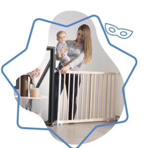 Badabulle Deco Pop, poarta extensibila din lemn pentru bebelusi | Latime de 63 pana la 106 cm | Grile sub presiune sau cu surub pentru usi pentru copii si porti de scari - Img 2