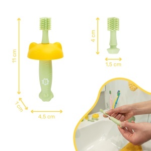 Badabulle Periuta de dinti bebe din silicon cu 3 capete interschimbabile ergonomica si sigura - Img 8