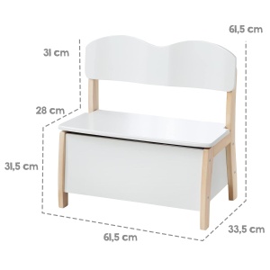 Banca de depozit pentru copii roba, din lemn masiv si MDF, design bicolor, 31.5 cm - Img 3