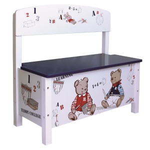 Banca de depozit pentru copii Truhenbank Teddy College, alba, din MDF, 30 cm - Img 1