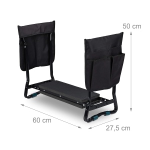 Bancuta de Gradina Relaxdays, pliabila, 150kg, 50x60x27,5cm, neagra - Img 3