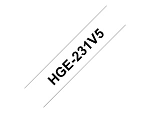 Banda de scris Brother HGE231V5, 12mmx8m, alb-negru, laminata, multipack 5 bucati - Img 2