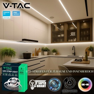 Banda LED V-TAC 8W, 5 metri, 800 Lumen, Neutru 4000K - Img 2