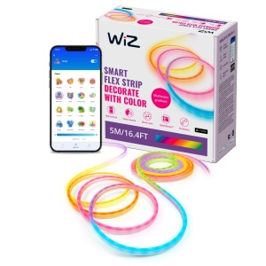 Banda LED WiZ Neon Flex 5m, 16 milioane de culori, control smart prin Wi-Fi