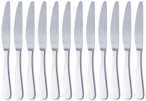 Basics - Cutite de masa cu margine rotunda, otel inoxidabil, pachet de 12, argintiu