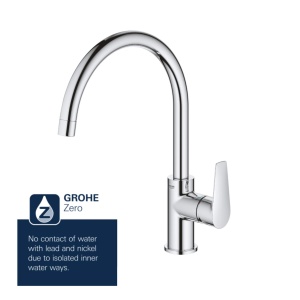 Baterie bucatarie GROHE BauEdge 31367001 crom inaltime mare rotatie 360deg - Img 2