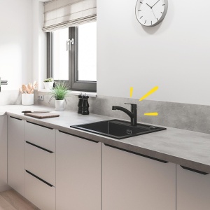 Baterie bucatarie GROHE Start 303072431 negru mat brat extensibil economisire apa - Img 2