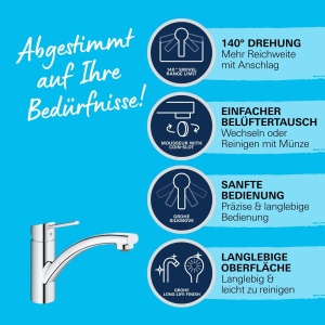 Baterie bucatarie Grohe Swift 30358000 crom pivotare 140deg montaj rapid - Img 4