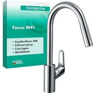 Baterie de bucatarie hansgrohe Focus M41, crom, 2 moduri de jet, inaltime 240 mm