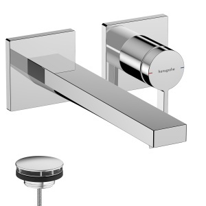 Baterie de chiuveta hansgrohe Tecturis E, montaj pe perete, crom, 22.5 cm