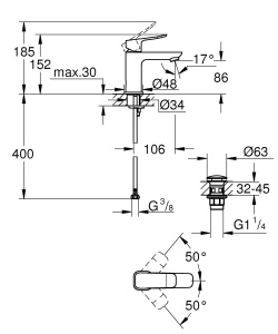 Baterie lavoar GROHE Dice mat negru economisire apa montaj rapid - Img 2