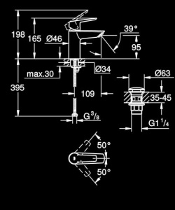 Baterie lavoar GROHE Start 235502432 negru mat tehnologie economisire apa montaj simplu - Img 11