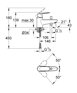 Baterie sanitara Grohe Cosmopolitan EHM WA 32836000 argintiu durabil si robust - Img 2