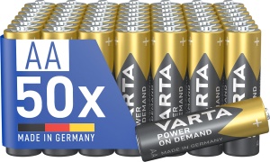 Baterii Alkaline VARTA AA, 50 buc, Putere la Cerere, Made in Germany