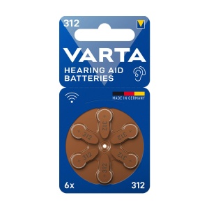 Baterii pentru aparate auditive Varta 393569 V312, 6 bucati, 1,4 V