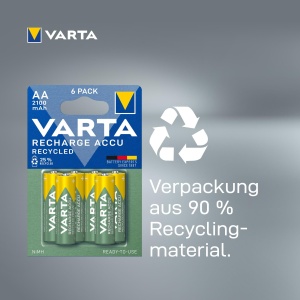 Baterii reincarcabile VARTA AA, 2100 mAh, 6 bucati, din material reciclat - Img 3