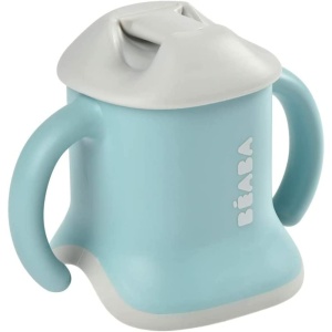 BEABA Pahar de baut pentru bebelusi, cu sticla de apa/pahar, etans, usor de utilizat, ergonomic, paie, clema de expansiune 3 in 1, capac, verde aerisit - Img 3