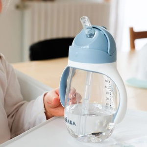Beaba Trinklernbecher 2 in 1 Canuta cu Pai 300 ml Blue Manere Detasabile 100 Antiscurgere - Img 3