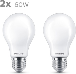 Bec clasic LED Philips 60 W, E27, alb cald (2700K), 806 lumeni [clasa energetica A++], mat - Img 2