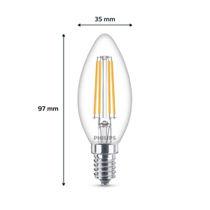 Bec LED Philips Classic E14, 60W, Lumina calda, Design clar - Img 3