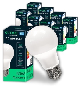 Bec LED V-TAC E27, 8.5W, 806 Lumen, Lumina Neutra 4000K, Set 10 Bucati