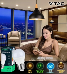 Bec LED V-TAC G45, 4.5W, E27, 470 Lumen, 10 bucati - Img 3