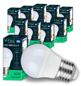 Bec LED V-TAC G45 E27 4,5W (40W echivalent) 470 Lumen 3000K Warmwhite - Pachet 10 bucati