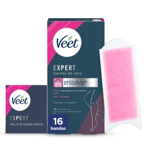 Benzi de ceara Veet Expert cu Karite, 16 bucati, pentru indepartarea parului