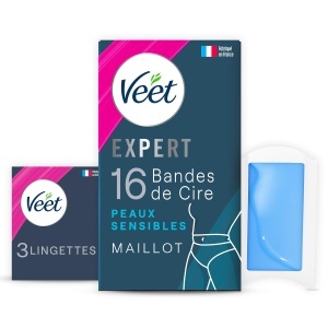 Benzi de ceara Veet Expert pentru piele sensibila, 16 bucati, cu ulei de argan