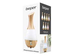 BEPER 70.405 Difuzor cu ultrasunete, Lumini LED cu 7 culori interschimbabile, Rezervor 235 ml, Design silentios si inovator, Cabluri si adaptoare incluse, alb ed efect lemn - Img 10