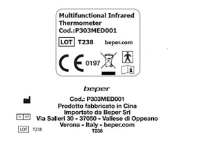 BEPER P303Med001 Termometru clinic cu infrarosu, fara contact, masoara corpuri/lichide/obiecte si suprafete, afisaj LCD iluminat din spate, memorie pentru 10 masuratori, alb/verde apa - Img 10
