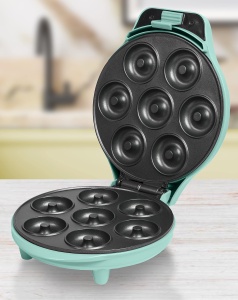 Bestron Producator de gogosi in design retro, Mini aparat de gogosi pentru 7 gogosi mici, incl. cos suspendat si acoperire antiaderenta, 700 wati, culoare: menta - Img 2