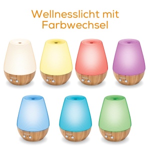 Beurer LA 40 Aroma Diffuser, nebulizator de parfum cu atomizare cu ultrasunete, cu lumina wellness si schimbare de culoare, din lemn, 1 bucata (pachet de 1) - Img 3