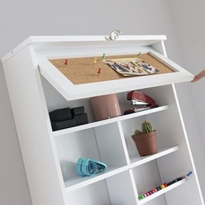 Birou pliabil InnovaGoods, alb, 80x50x18 cm, cu tabla si panou de afisare - Img 2