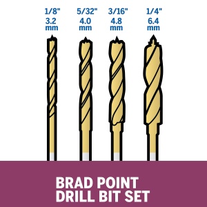 Biti pentru lemn Dremel 631, 4 bucati, cu varf brad point, 18 shank - Img 2