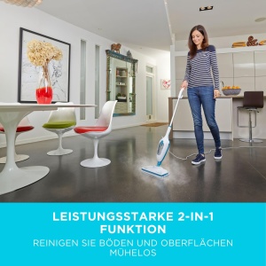 BLACK+DECKER 1300W 5-in-1 Curatator cu abur Mop cu abur (Curatator cu abur pentru curatenie igienica si temeinica, set de accesorii din 5 piese + abur portabil detasabil, usor de utilizat) FSMH13E5 - Img 2